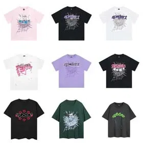 SP5DER Spider Web Foam Print Loose Casual Top T-Shirt-1861  
