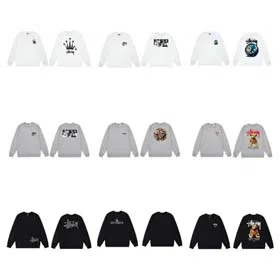 Stussy Stussy Angel Bear Flower Windmill Eight Ball Crown Print Sweatshirt-2219  