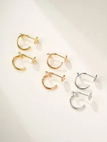 Cartier nail rose gold platinum earrings-3772  