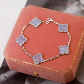 Van Cleef & Arpels four-leaf lucky purple chalcedony bracelet-3830  
