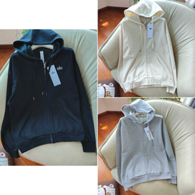 Alo athletic and casual zip-up hooded sweatshirt-5945  